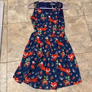 Navy Blue Fox Print women’s  Dress